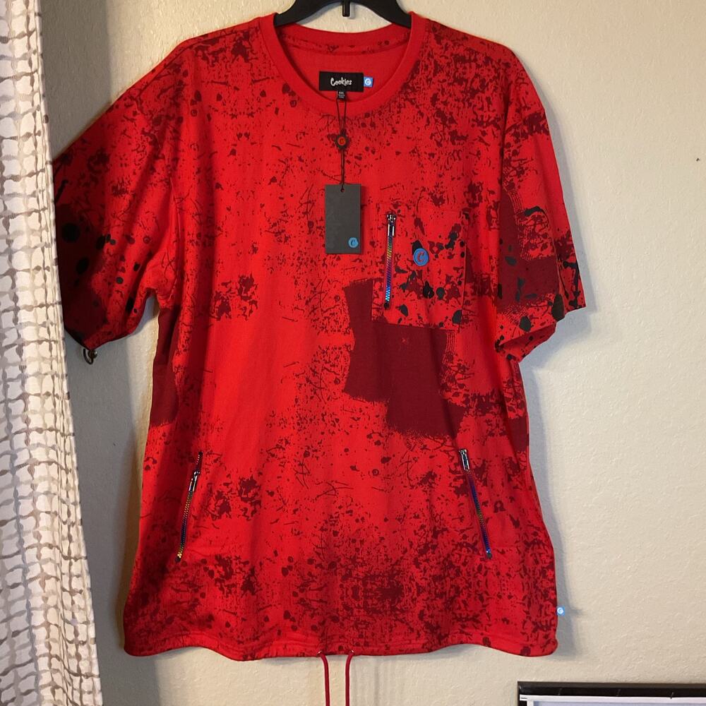 NWT Cookies SF Trinidad Cut & Sew T-Shirt Red Splatter Men's 4XL Rare Big & Tall